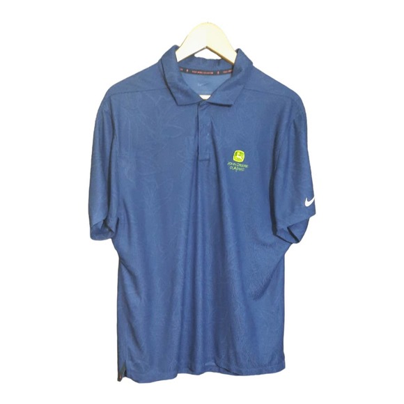 Nike Dri-Fit ADV Tiger Woods John Deere Classic Golf Polo Navy Size Large